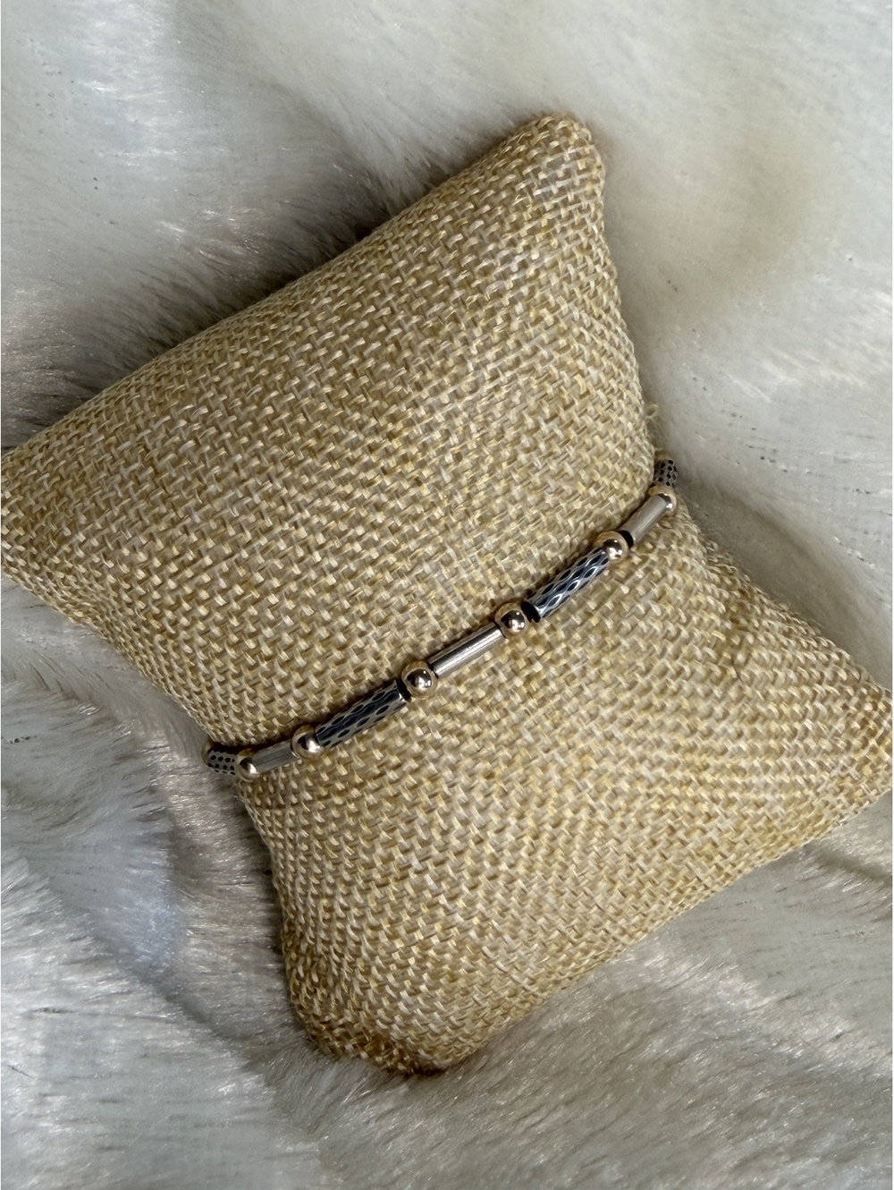 HTF Silpada/Zanfeld (LB284/B0284)14K Embossed Tube & Bead Toggle Clasp Bracelet